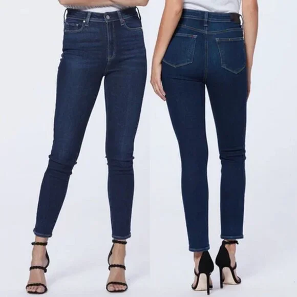 Paige Margot Skinny Jeans Denim High Rise Skinny Leg Dark Blue Wash 24 - Picture 1 of 16